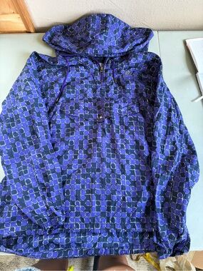 Vintage 90s Nike Geometric Print Hooded Anorak Pullover Windbreaker Jacket Purpl